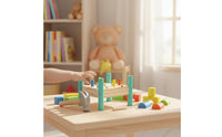 Early Development Toddler Pounding Bench Educational Wooden Hammer Peg Toy for Toddlers, Kids