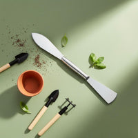 Multifunctional Double-Headed Garden Shovel Thickened Blade Stainless Steel Garden Trowel Full Tang Construction Double-Ended-End Planting Tool for Weeding, Potting