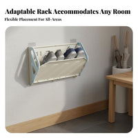 Drilltool-Less Installation Collapsible Wall-Mounted Shoe Shelf Space-Saving Foldable Wall Hanger Multi-Purpose Organizer Rack Sturdy for Apartment Dwellers, Homeowners, Entryway, Dorm Room, Behind Door, Bedroom
