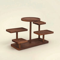 Multi-Tier Tiered Display Stand Solid Wood Wooden Display Stand Sturdy Desktop Organizer Rack Compact for Collectors, Decorators, Shop Window, Living Room, Bedroom