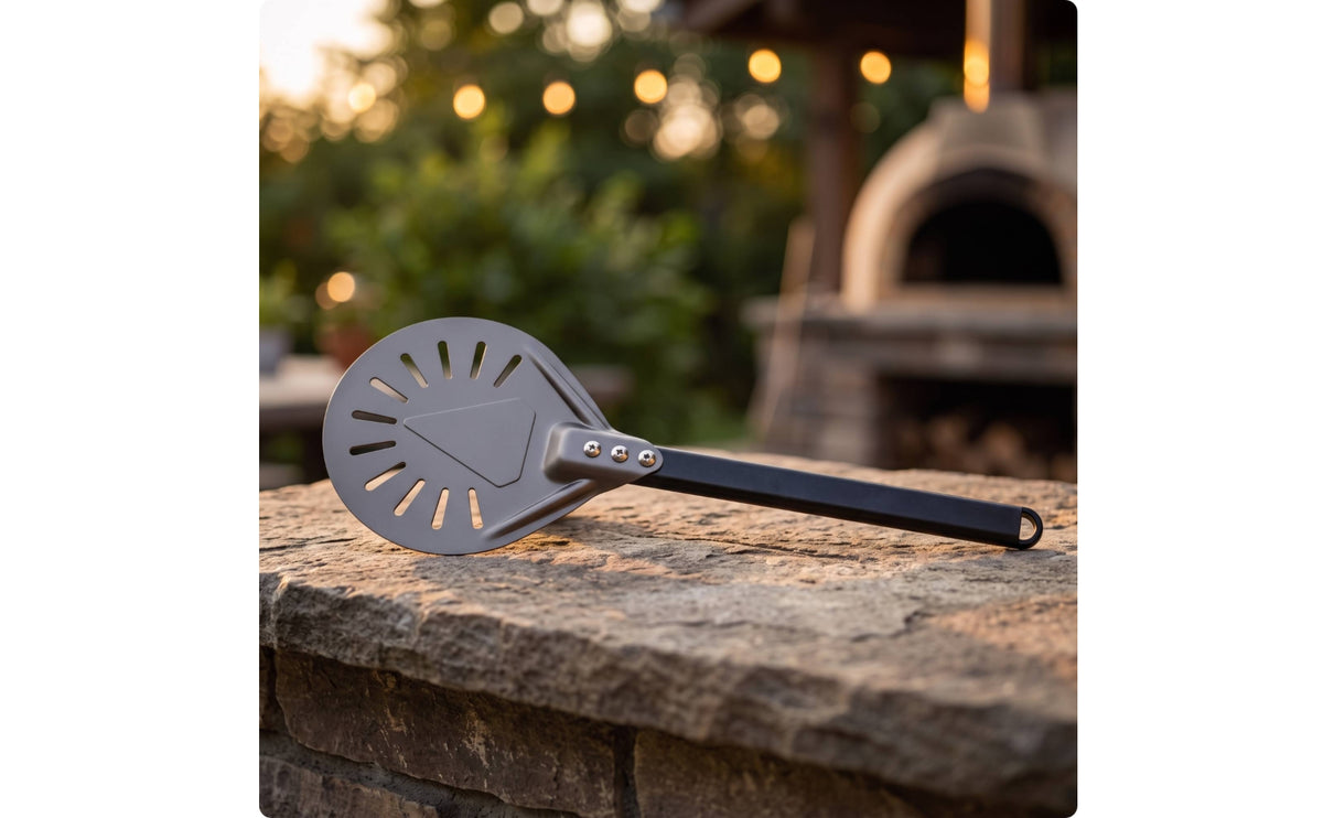 Anodized Aluminum Pizza Peel with Perforations Metal Pizza Peel with Long Handle Rust-Resistant Bakeware Non-Stick for Home Chefs