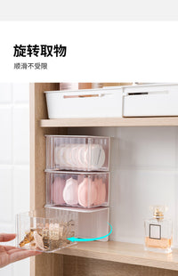 安隅镜柜壁挂旋转收纳盒透明化妆品粉扑发圈发饰抽屉式置物架盒子