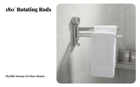 Drillwithout Drilling Installation Swivel Arm Towel Hanger Strong Suction Mount 2-Arm Swivel Bar 180° Rotation Bathroom Hardware Space-Saving for Homeowners, Families, Students, Washroom, Shower Room, Kitchen