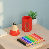 Faceted Dollhouse Writing Utensil Holder Tiny Matching 1:12 Scale Writing Utensil Holder Embossed Lettering Desk Accessory Pointed Tip