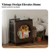 Foldable Trunk with Porthole Door Foldable Design Storage Container Doubleentry Doors Household Furnishing for Students, Bedroom, Closet, Dorm Room