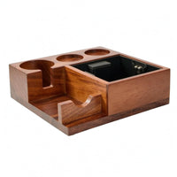 Wooden Espresso Grounds Container with Built in Espresso Grounds Container Compact Countertop Coffee Organizer