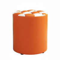 Modern Design Upholstered Round Ottoman paddinged Seat Low Stool adaptable Footstool space-saving Size for Children, Families, residents, Living Room, Entryway, Bedroom, Home Office
