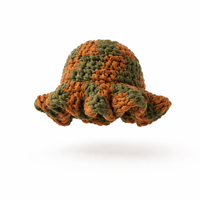 Chunky Yarn Handmade Crochet Bucket Hat for Women Winter Warm Fisherman Cap, Ladies Fashion with Wavy Ruffle Brim for Autumn