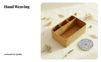 3-Section Woven Organizer Handwoven Design Desk organizer with Lid fand and tea lovers