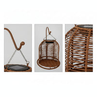 Rattan Lantern with Plant Holder Woven Hanging Solar Ambient Solar Lantern for Patio, Yard, Balcony