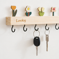 Solid Oak Key Rack, Handmade for Hallway & Entryway, Mini Key Holder with 3 Hooks for Wall Mounting