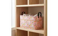 Uncovered Top Cotton Linen Storage Basket Reinforced side_s Cotton-Linen Basket Carry Handles Lightweight for Nursery, Bedroom, Laundry Area, Car Trunk