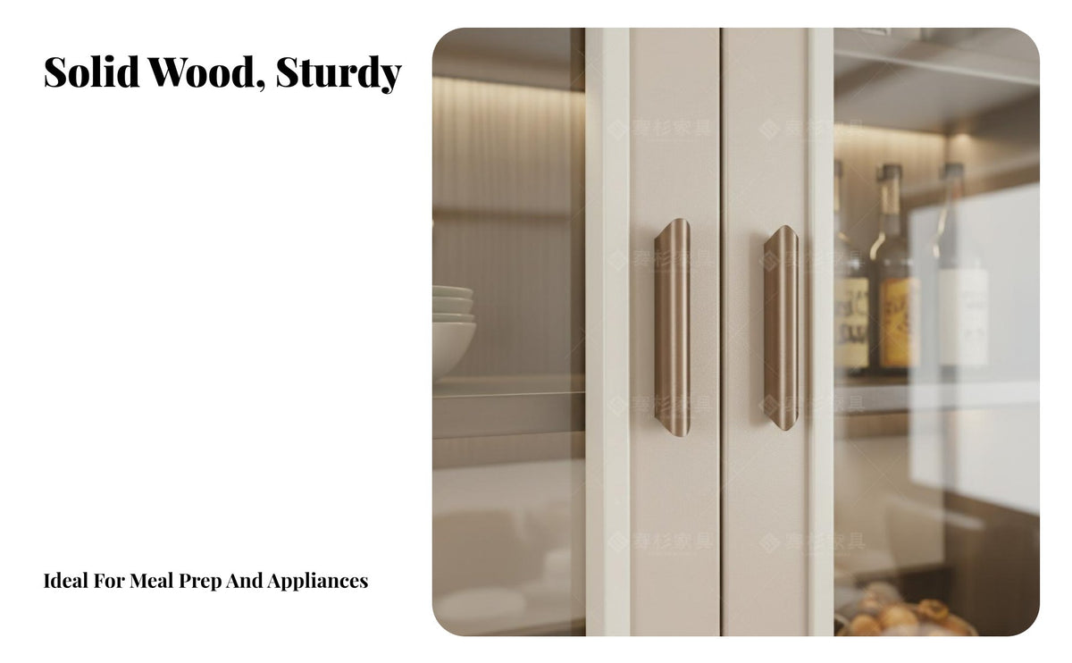 Large Capacity Dining Room Sideboard Cabinet Glass Display Doors Kitchen Buffet with Hutch Sturdy Construction Kitchen Pantry Hutch Adjustable Shelves for Families, Homeowners, Home Decor Enthusiasts