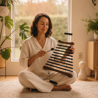 Wind Chime with Mallet 10-Tone Bar Chime with Bag Percussion Instrument Suspended Black for Meditators, Meditation