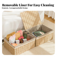 Lidded Wovendesign & aesthetic Basket adaptable Lidded Woven Box Handwoven for Students