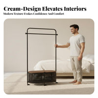 Cream Design Clothes Rack Laundry Hamper Space-Saving Design Mobile Garment Stand with Storage High Load-Bearing Capacity Freestanding Clothing Organizer Sturdy Frame for Apartment Dwellers, Homeowners, Dorm Room, Entryway, Closet, Boutique