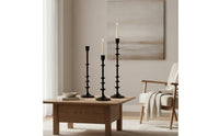 3 Pieces Taper Candle Holder with Round Base Black Taper Candle Holder Turned Decor for Brides