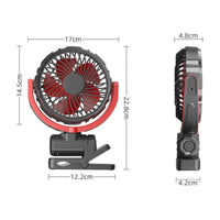900-Degree Adjustable Rechargeable Clamp-on Fan 3-Speed Clamp-on Car Fan Pivoting Head Cooling Gadget Cordless