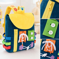 Fine Motor Learning Backpack with Buckles Educational Toddler Backpack with Buckles Problem Solving Sensory Toy Child-Centered for Toddlers, Travel, Home