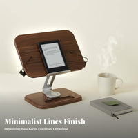 360-Degree Rotation Adjustable Wooden Bookrest Multi-Functional Adjustable perusing Tray Handshandshandsunrestricted Book Stand Ergonomic Design for Professionals, Musicians, Home Office, Library, Study Area, Bedroom