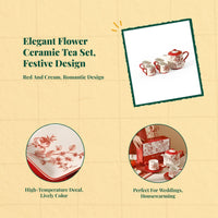 Porcelain Teapot and Mug Set, Elegant Ceramic Drinkware