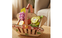 Wooden Fruit Basket Toy Early-Learning Wooden Fruit Basket Educational Child's Plaything for Kids