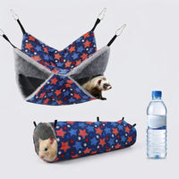 Cartoon Hamster Hammock and Hamster Tunnels 2-Piece Set, Polyester Sleeping and Hiding Cage Accessories, for year-round Indoor Use