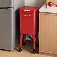 Lidded Trash Can, Slim, 12L, With Wheels, Resin-made, Double Lid Type, Under Kitchen Counter, Sorting Compatible