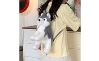 Dangling Legs Soft Toy Husky Backpack Soft Furry Realistic Husky Soft Toy Bag Top Hanging Loop Stuffed Dog Backpack for Display