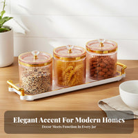 Airtight Seal Sealed Storage Jar Complimentary Transparent Pantry Organizer Multi-Purpose Decorative Candy Jar Elegant Design for Kitchen Countertop, Living Room, Dresser