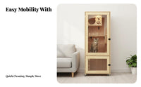 Sturdy Construction Multi-Level Feline Cabinet Spacious Interior Multi-Level Feline Enclosure Easy to Clean Pet Furniture Clear View Doors for Indoors, Indoor, Living Room, Bedroom