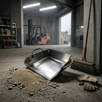 Two Side Handles Heavy-Duty Dustpan Silver-Gray Silver-Gray Finish Steel Dustpan Raised Side Handle Cleaning Tool Wide Rectangular for Mine, Outdoor