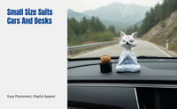 Meditating Snowy Dog Resin Figurine, Peaceful Garden Succulent Decor, Balcony & Car Decoration, Random Design