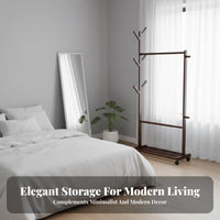 Foldable Rolling Clothes Rack Space-Saving Design Rolling Rack with Shelves and Hooks Easy Assembly Home Furniture Heavy Duty for Apartment Dwellers, Homeowners, Students, Bedroom, Entryway, Living Room