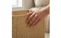 Paper Rope Basket Woven Basket with Handles Handmade for Countertop