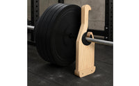 Wooden Barbell Holder Anti-Slip Grip Weight Training Bar Holder Easy Loading Workout Equipment Storage for Gym Users