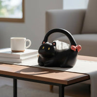 Effortless Dispensing Ceramic Cat Tissue Holder Easy to Clean Cat Shaped Tissue Box Quick Refills Decorative Napkin Holder Wide Opening for Living Room, Office, Bathroom