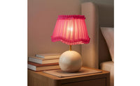 Pleated Ruffled Lampshade Gauzy-Like Pink Textile Lampshade Easy to Install Home Decor