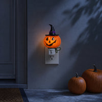 Compact Pumpkin Night Light Ambient Night Light with Witch Hat Warm Jack-O'-Lantern Lamp Colorful for Entryway