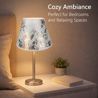 Lampshade with Patterned Cloth Shade for Ceiling Lights and Table Lamps, Round Shape Textile for Bedroom and Hotel Room