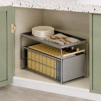 Kitchen Organizer 40cm Deep, Powder-Coated Drawer Unit, Extendable Cabinet Basket, Under-Sink Storage Rack