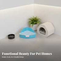 Triangle Pet Toilet High Side Triangle Corner Litter Pan Spill-Resistant Hare Toilet with Grate for Guinea Pigs, Chinchillas