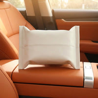 Tissue Box and Napkin Holder for Car Sun Visor, Leather Car Tissue Holder for Armrest Box, Smooth PU Leather Case, Car Tissue Box Pack of 1