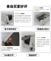 不锈钢猫砂盆全封闭式特大号巨型猫砂盆防外溅防臭超大号缅因猫