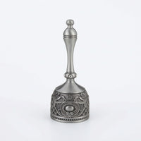 Metal Hand Bell with Handle Ornate Embossed Metal Bell Handheld Decorative for Tea Service, Meditation