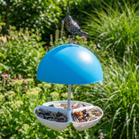Mushroom Bird Feeder with Rainproof Dome, Iron Mushroom Feeder for Garden, Modern Minimalist Style Hanging Bird Feeders Hanging for Yard Decor