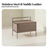 Minimalist Design Woven Basket Table Stylish Look Nightstand Multi-Functional Indoor Storage Fully Assembled for Interior Designers, Apartment Dwellers, Homeowners, Bedroom, Living Room, Home Office, Entrypath