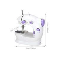 Compact Desktop Sewing Machine Foot Pedal Electric Sewing Machine White and Lavender Adjustable Dials