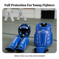 Thickened Padding Sanda Training Protection Kit Shock Absorbing Kids Boxing Safety Gear Set Adjustable Fit children's Kickboxing Protective Gear Set Lightweight for Young Athletes, Beginners, Dojo, Gym