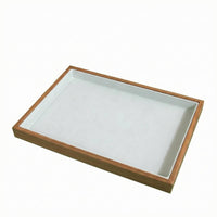 Jewelry Display Tray Walnut Wood-Colored Jewelry Storage Tray Home Organizer Light Gray Raised Side